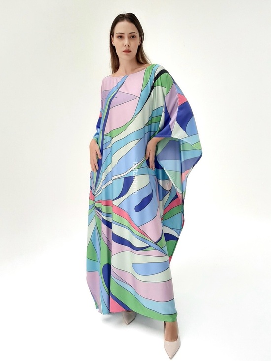 Other - Pastel Abstract Maxi Kaftan in Blue, Pink & Green